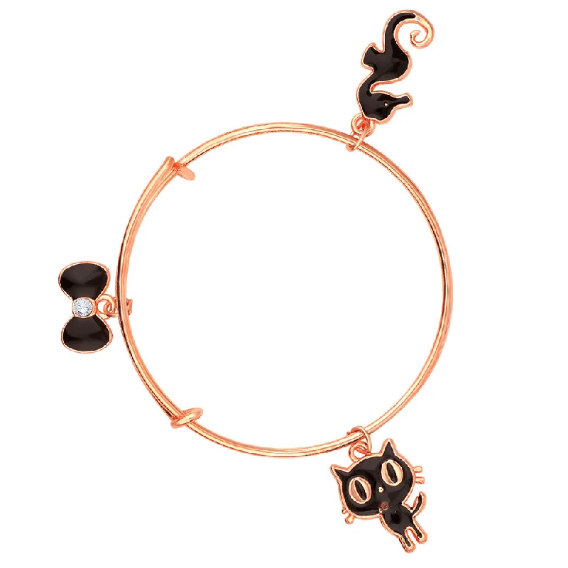 Fashion Bangles for Young Adults-Mahi Sea Horse Cat & Boo Shaped Rose Gold Plated Charm Bracelet for Kids (BRK1100835Z)