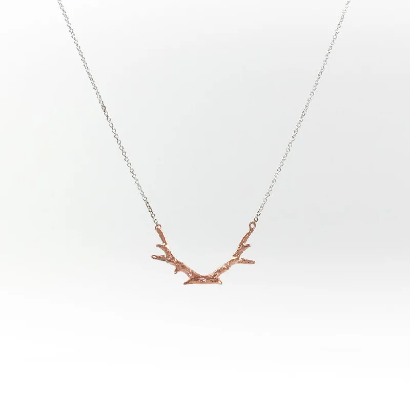 Adjustable Silver Necklace for Comfort-Tiny Rose Gold Vermeil Antler Necklace