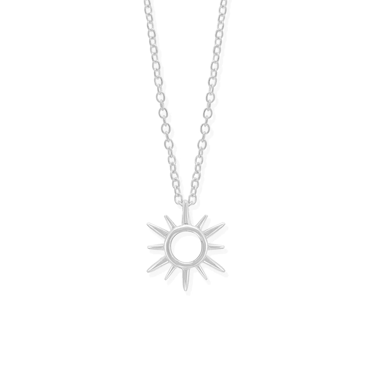 Sapphire Necklace for Special Events-Cutout Silver Sun Necklace