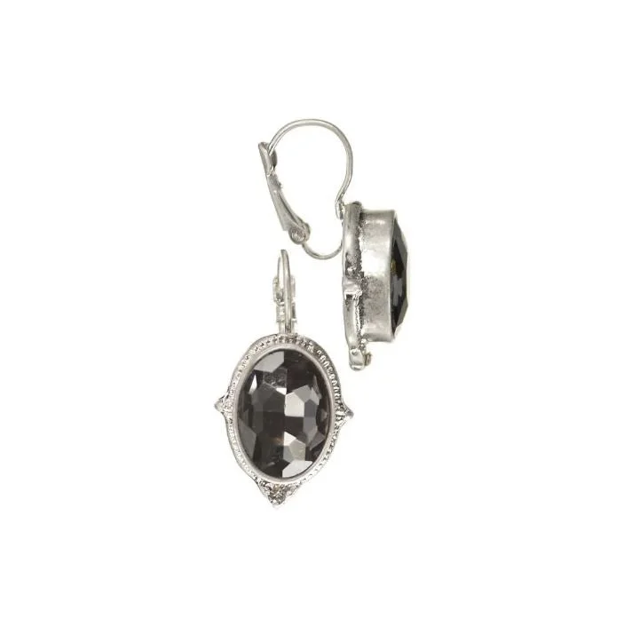 Stylish Statement Earrings-Hot Tomato Antoinette Drop Earrings in Worn Silver and Black Diamond