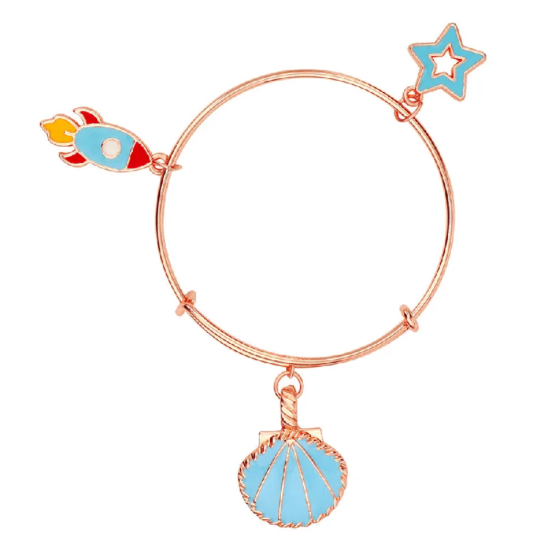 Stylish Bangles for Young Women-Mahi Rose Gold Plated 3 Wonderful and Colorful Meenakari Work Charms Kids Bracelets for Girls (BRK1100813Z)