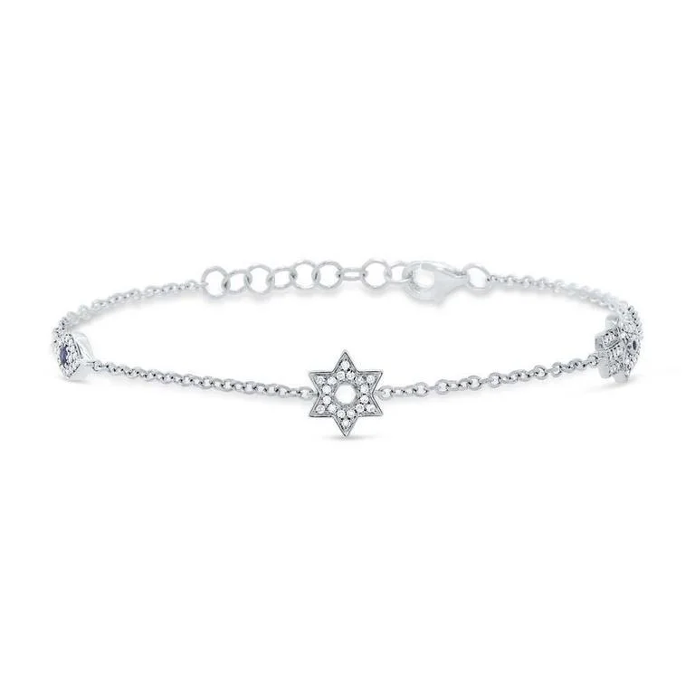 Vintage Pearl Bracelet for Elegant Looks-14K White Gold Diamond Star of David Bracelet