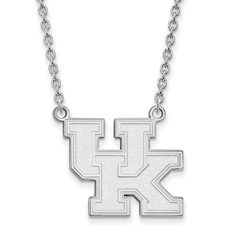 Handcrafted Silver Necklace for Gifts-Sterling Silver U of Kentucky Large 'UK' Pendant Necklace