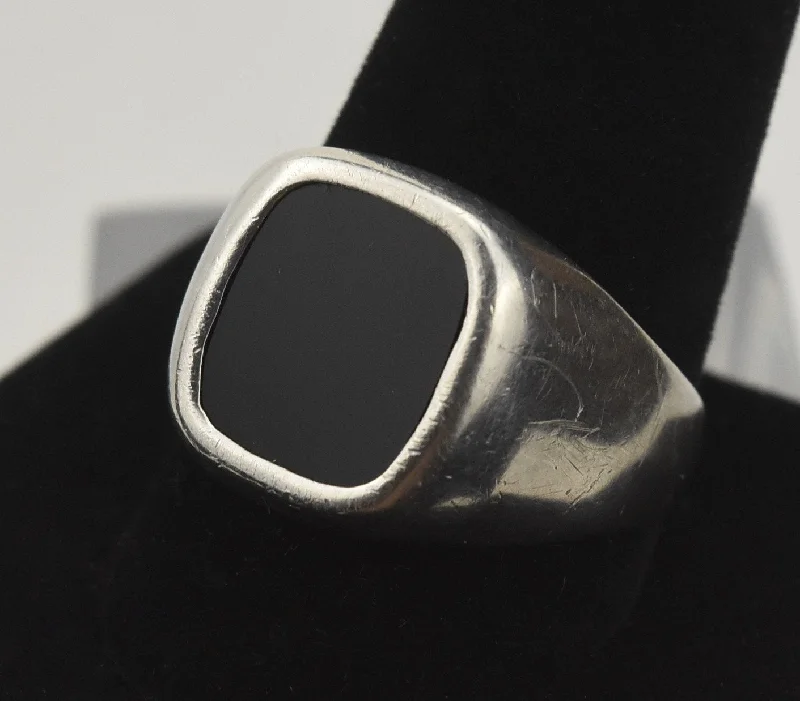 Sterling Silver Ring for Special Occasions-Avon - Vintage Sterling Silver Black Onyx Ring - Size 11.5