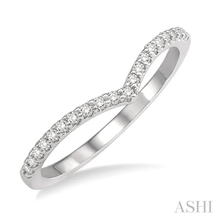 Unique Gold Ring for Fashionistas-1/6 Ctw Curve V-Drop Round Cut Diamond Ladies Ring in 14K White Gold