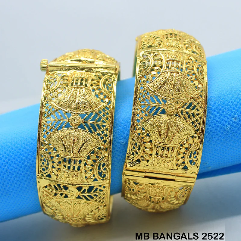 Simple Diamond Bangles for Elegant Look-Mahavir Forming Gold Plated Bangle Set - MB 2522 BANGALS