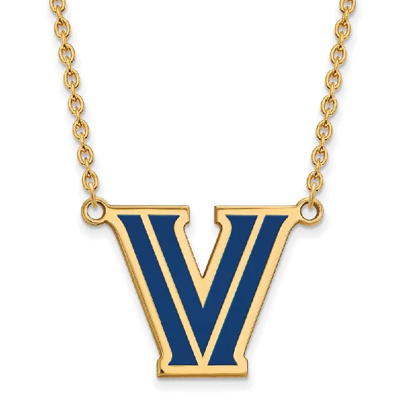 Layered Necklace for Fashion-14k Gold Plated Silver Villanova U Large Enamel Pendant Necklace