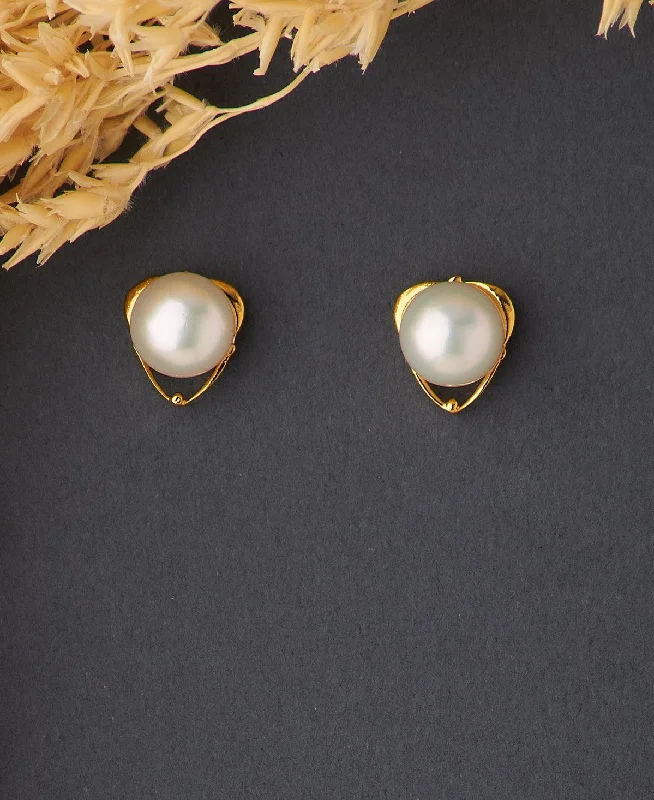 Elegant Earrings for Bridal Parties-Simple Pearl Stud Earring