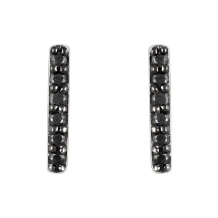 Black Diamond Earrings for Evening Wear-14K White 1/10 CTW Natural Black Diamond Bar Earrings