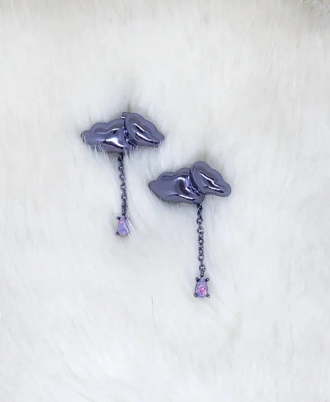 Silver Earrings for Sensitive Ears-Stormy Cloud Earrings