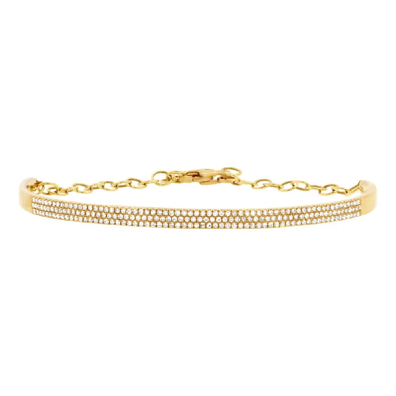 Birthstone Bracelet for Special Gifts-14K Yellow Gold Diamond Pave Bracelet