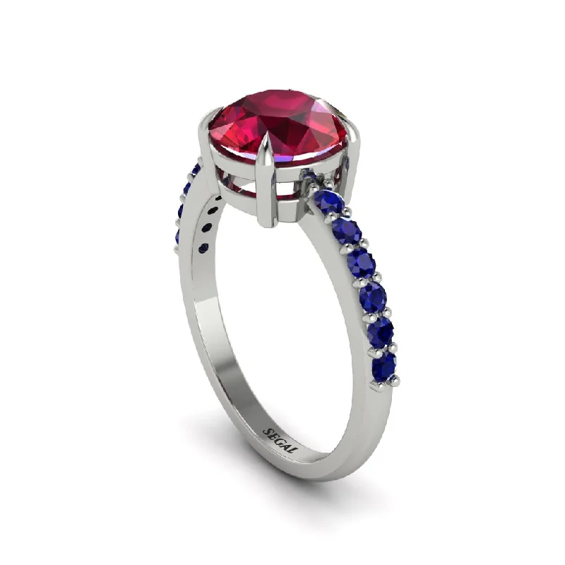 Custom Wedding Ring for Fashionable Couples-Traditional Ruby Engagement Ring - Elaine No. 72