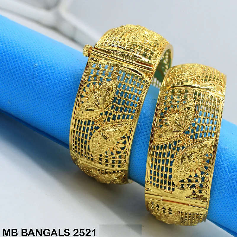 Chunky Gold Bangles for Bold Fashionistas-Mahavir Forming Gold Plated Bangle Set - MB 2521 BANGALS