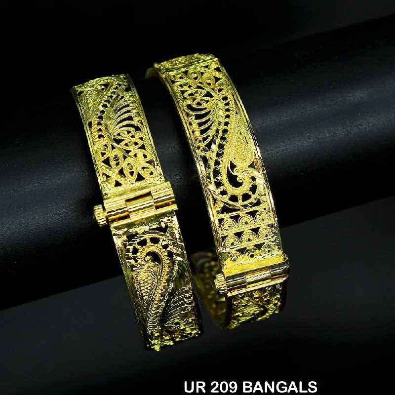 Simple Rose Gold Bangles for Brides-Mahavir Forming Gold Plated Bangle Set - UR 209 BANGALS