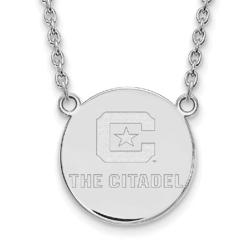 Long Necklace with Gemstones-14K White Gold The Citadel Large Disc Necklace, 18 Inch