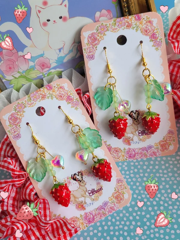 Artistic Drop Earrings for Fashion Lovers-Strawberry Drop Earrings