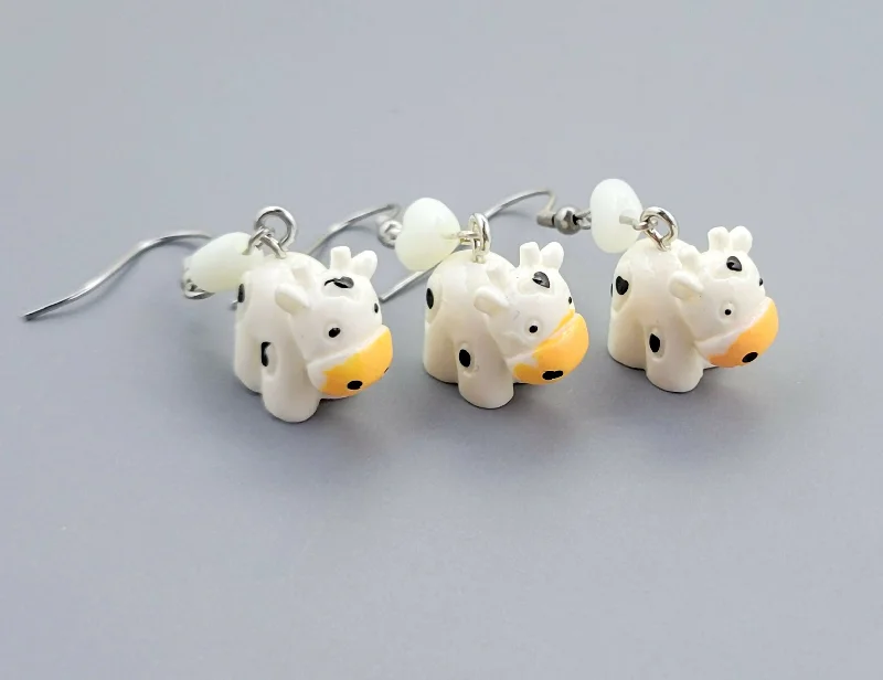 Classic Earrings for Women-Barnyard Pals: Cow Earrings