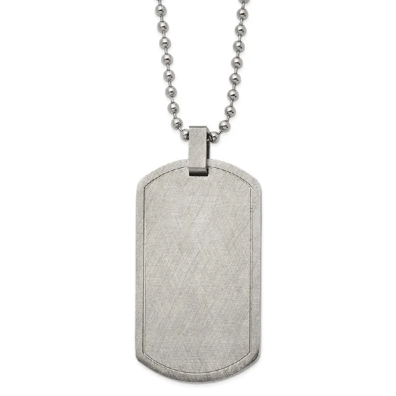 Vintage Gold Necklace for Women-Men's Stainless Steel Scratch Finish Dog Tag Necklace, 22 Inch