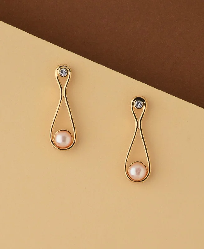 Stunning Earrings for Evening Events-Simple Hang Pearl Earring