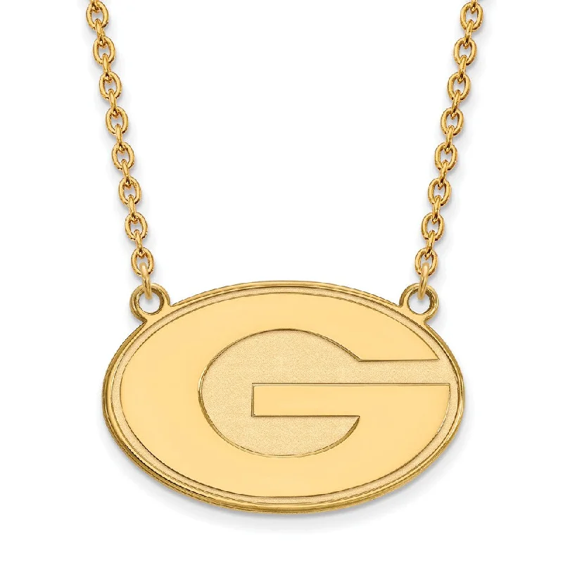 Geometric Necklace for Fashionable Women-14k Gold Plated Silver U of Georgia Large 'G' Pendant Necklace