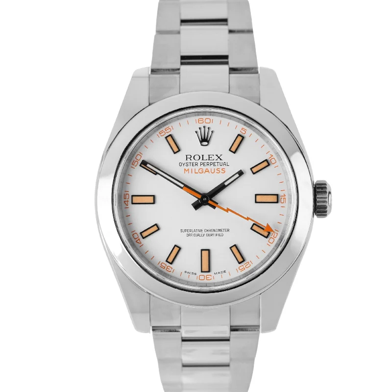 High-End Watches for Investment-Rolex Milgauss Anti-Magnetic Stainless Steel White Orange 40mm 116400 Watch