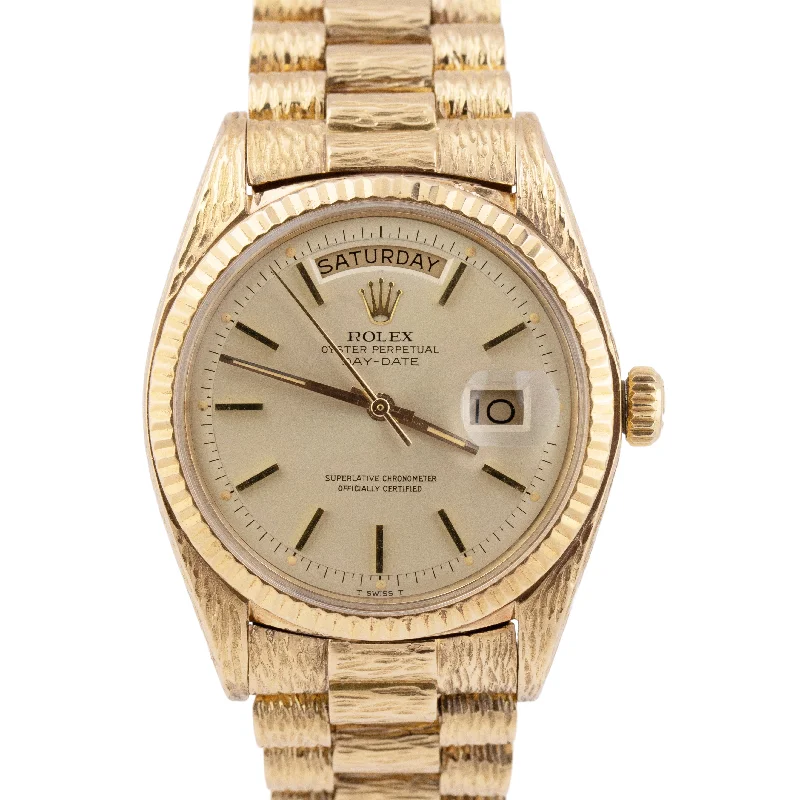 Rose Gold Smart Watches for Women-Rolex Day-Date President 36mm Champagne 18K Yellow Gold BARK Watch 18038