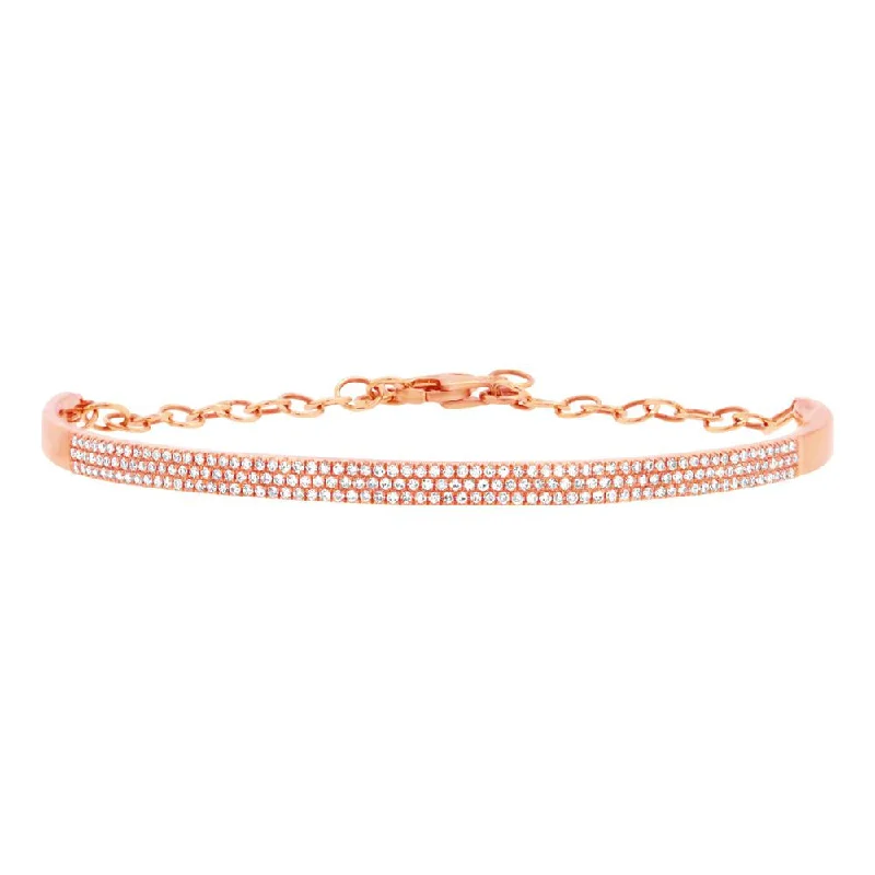 Beautiful Diamond Bracelet for Engagement-14K Rose Gold Diamond Pave Bracelet