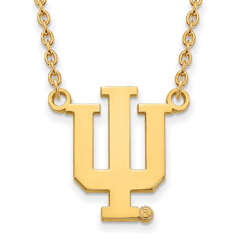 Minimalist Necklace for Every Day-14k Gold Plated Silver Indiana U Large 'IU' Pendant Necklace