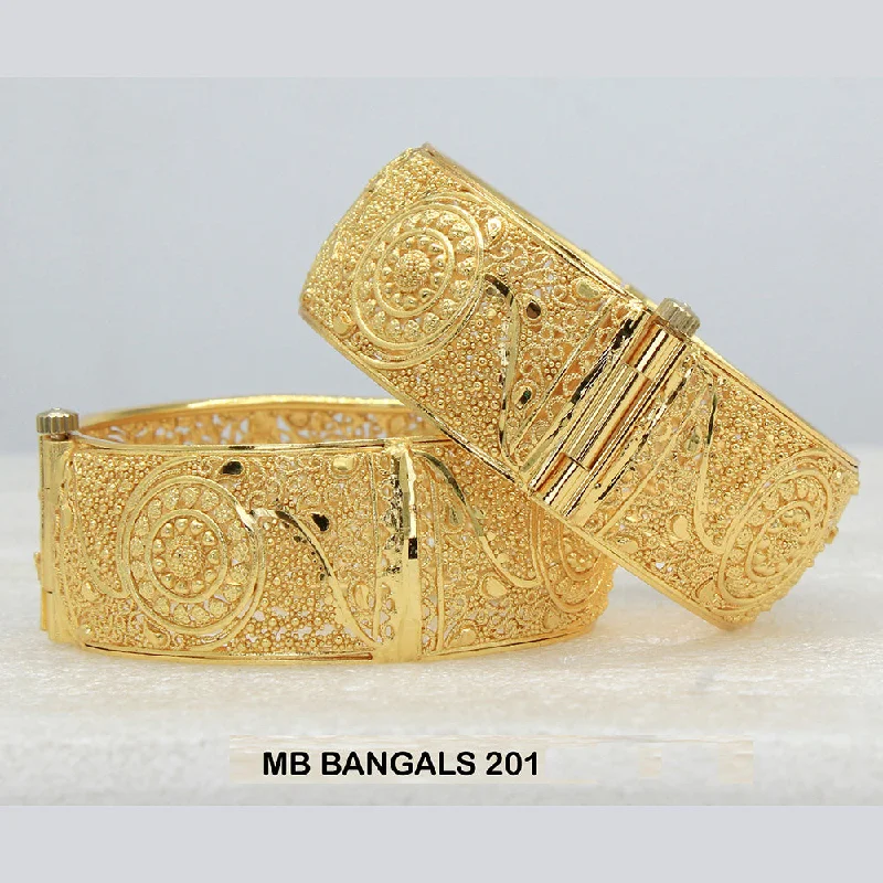 Elegant Bridal Bangles for Weddings-Mahavir Forming Gold Plated Bangle Set - MB BANGALS  201