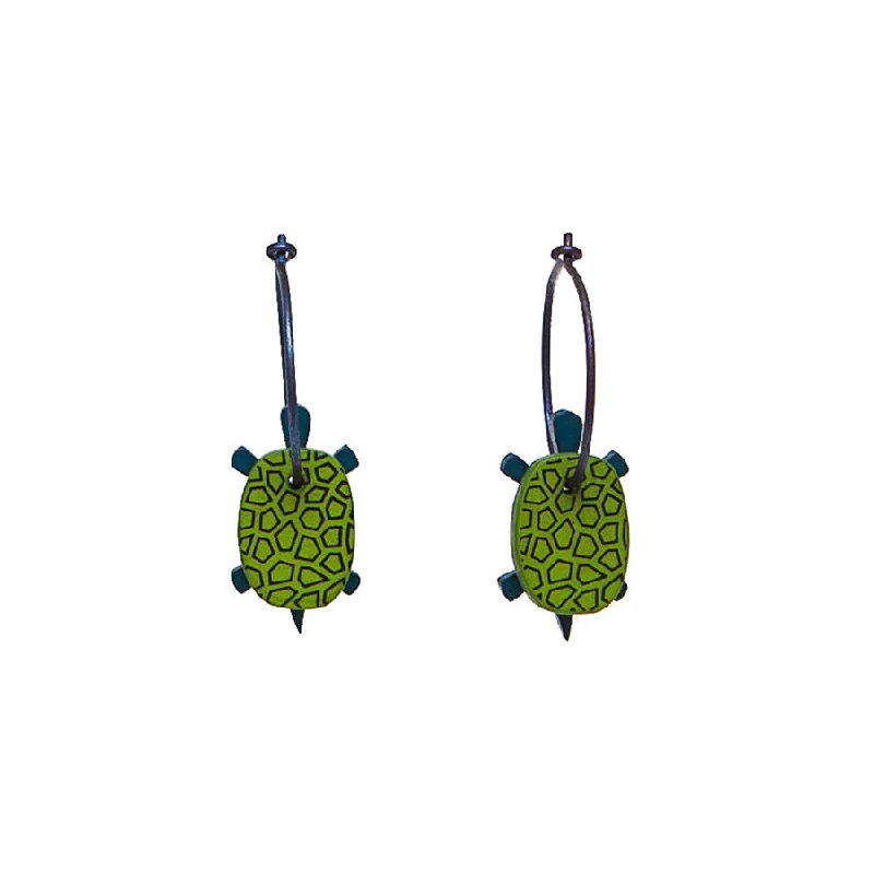 Statement Earrings for Bold Fashion-Lene Lundberg K-Form Green Turtle Earrings