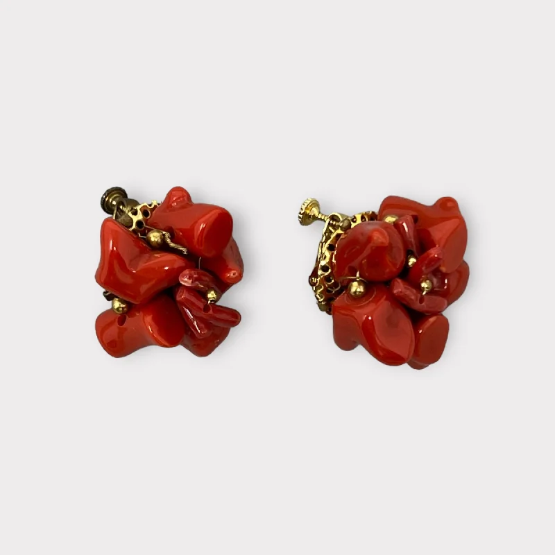 Chic Pearl Earrings for Dinner Parties-Faux Coral Cluster Earrings