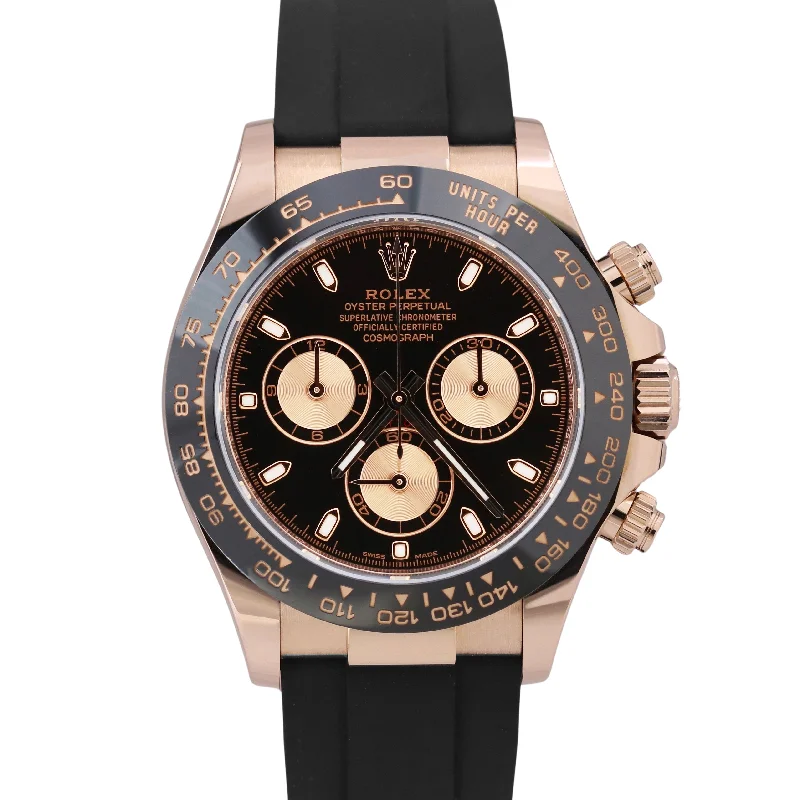 Women's Digital Watches with Stylish Features-MINT 2023 Rolex Daytona Cosmograph 18K Rose Gold BLACK Oysterflex 116515 BOX