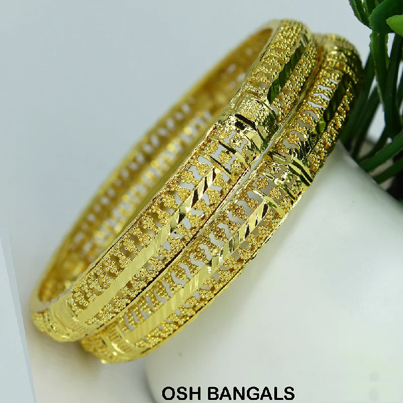 Chunky Beaded Bangles for Casual Wear-Mahavir Forming Gold Plated Bangle Set - OSH BANGALS 4143