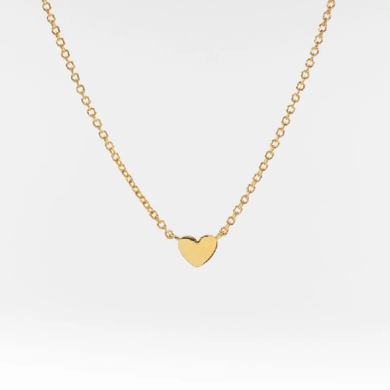 Simple Pearl Necklace for Casual Looks-Gold Vermeil Flat Heart Necklace