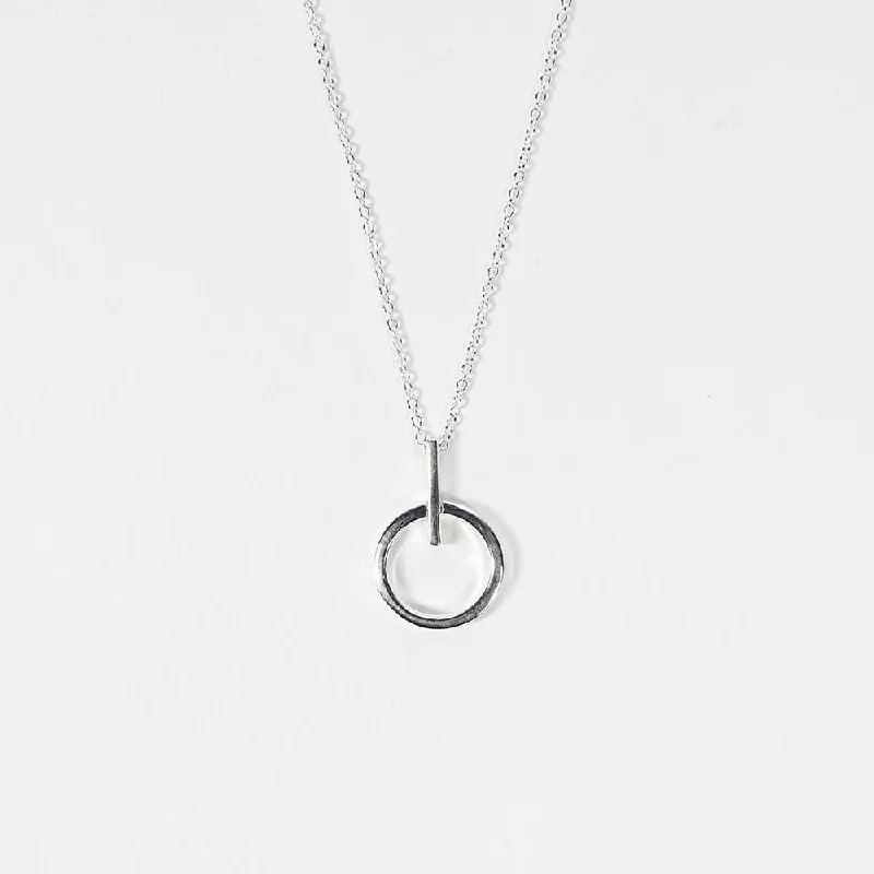 Silver Necklace with Heart Charm-Mod Geometric Silver Necklace