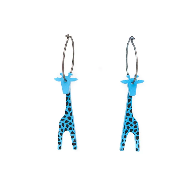 Stunning Earrings for Evening Events-Lene Lundberg K-Form Turquoise Giraffe Earrings with Black Markings