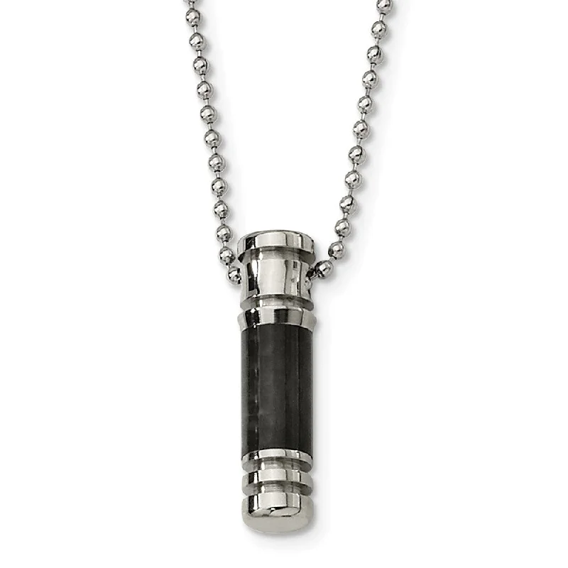 Fine Gold Necklace for Luxury Look-Stainless Steel Carbon Fiber Cylinder Necklace