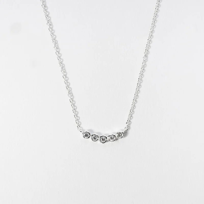 Gold Necklace for Women-Silver Crystal Solitaire Necklace