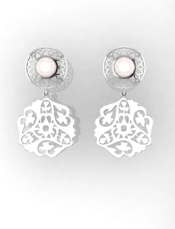 Chunky Earrings for Fashion-Sterling Stone Studded Silver Earring