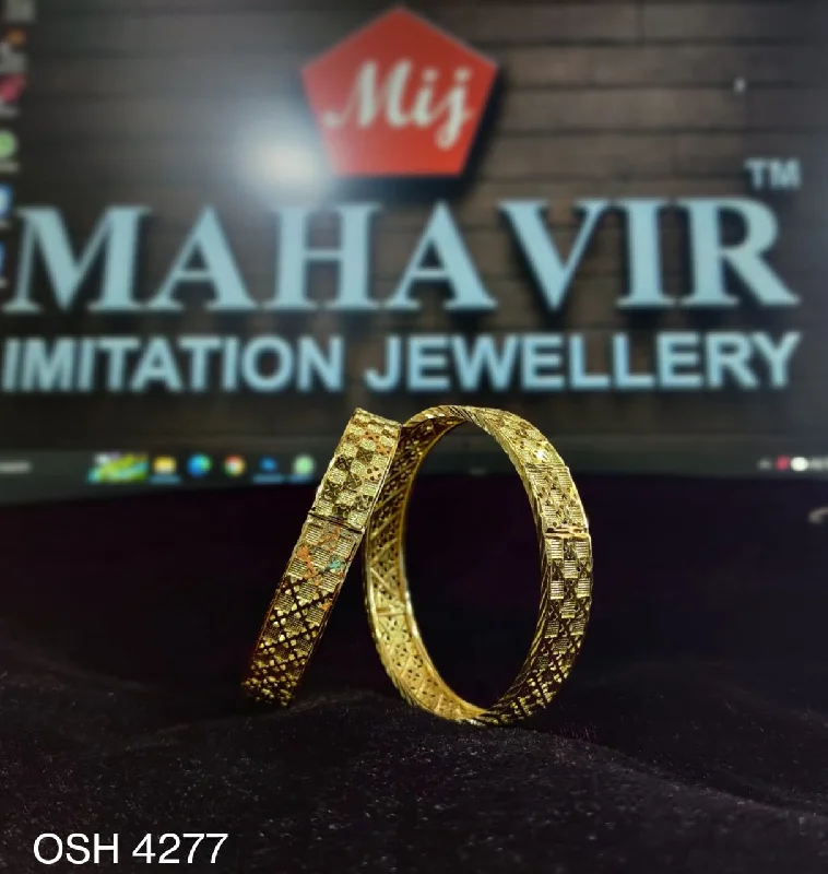 Gemstone Bangles for Weddings and Events-Mahavir Forming Gold Plated Bangle Set - OSH BANGALS 4277