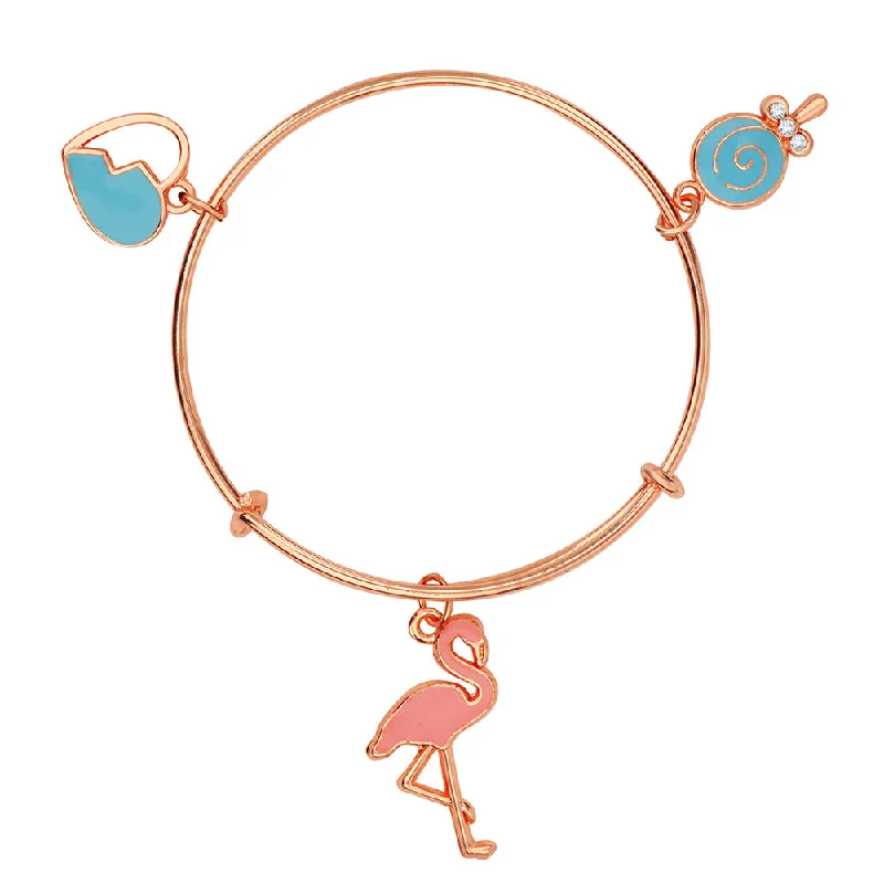 Bridal Bangles with Diamond Accents-Mahi Heart & Swan Shaped Colorful Enamel Work Charms Kids Bracelets for Kids(BRK1100814Z)