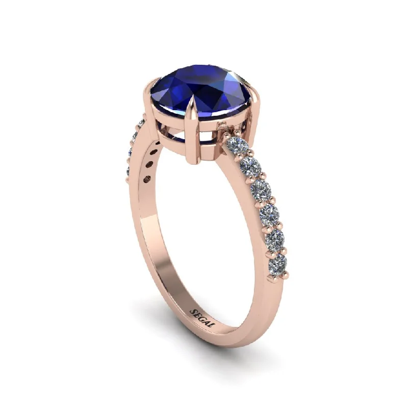 Wedding Ring with Diamond Accent-Traditional Sapphire Engagement Ring - Elaine No. 14