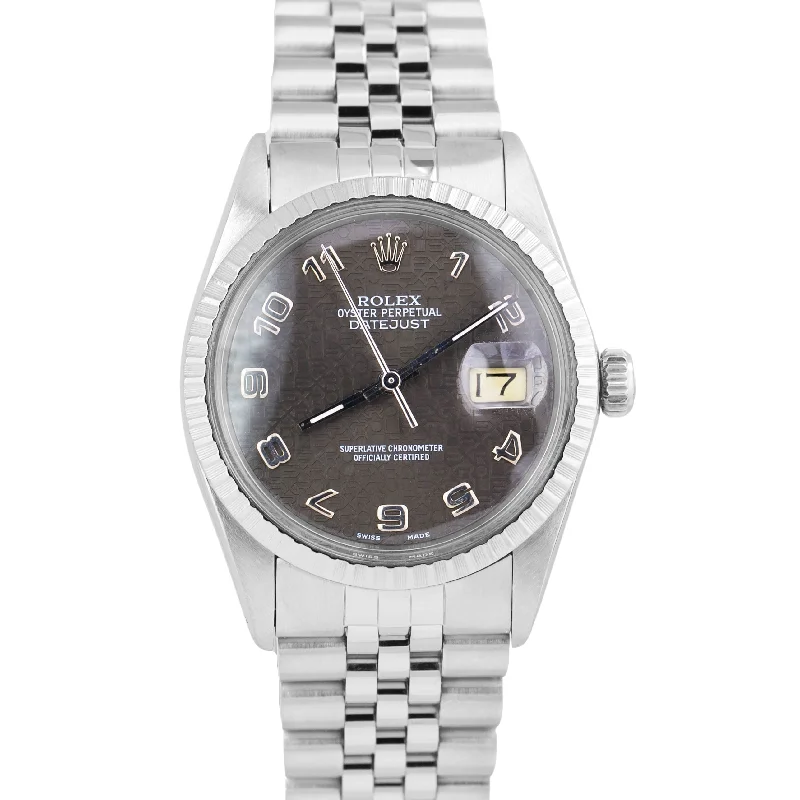 Stylish Watches with Mesh Strap-Rolex DateJust 36mm GRAY ARABIC Stainless Steel JUBILEE Date Watch 16030 BOX