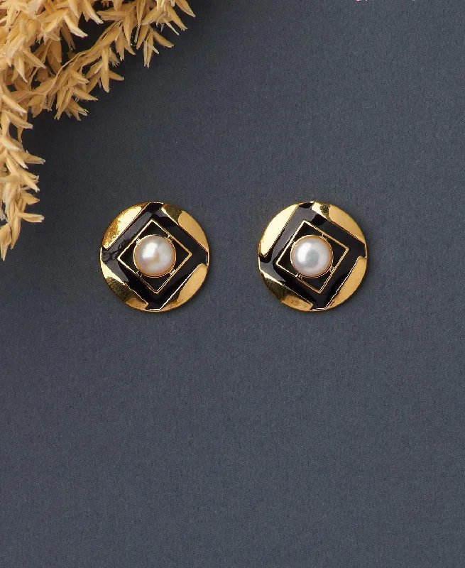 Large Gemstone Earrings for Special Events-Simple Stud Pearl Earring