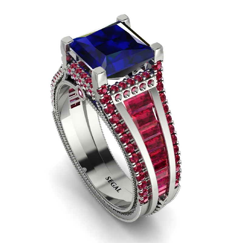 Unique Promise Ring for Couples-Princess Geometric Sapphire Engagement Ring - Marilyn No. 60