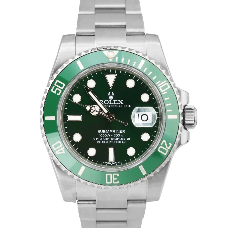 Men's Luxury Watches with Crystal Detailing-MINT Rolex Submariner HULK Green Ceramic Stainless Steel 40mm 116610 LV Watch