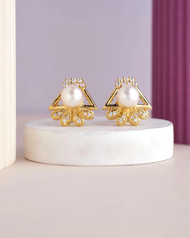 Small Drop Earrings for Casual Style-Simple Stud Pearl Earring