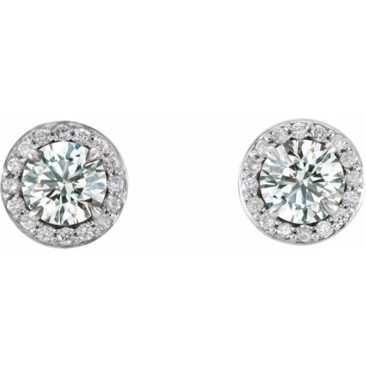 Stylish Gold Earrings for Weddings-14K White 4.5 mm Natural White Sapphire & 1/6 CTW Natural Diamond Earrings