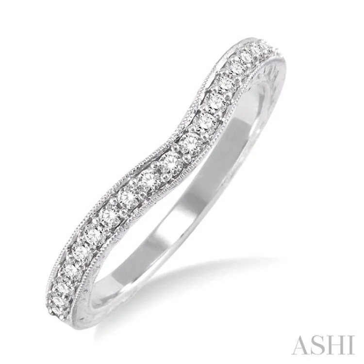 Elegant Rose Gold Ring-1/4 Ctw Diamond Wedding Band in 14K White Gold