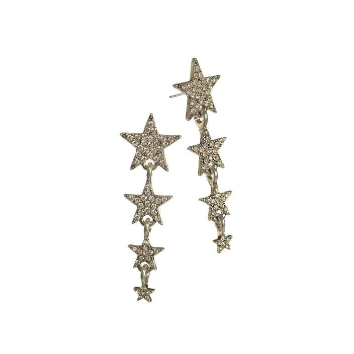 Fashionable Earrings for Parties-Hot Tomato Starry Starry Drop Earrings in Antique Gold with Honey Crystals